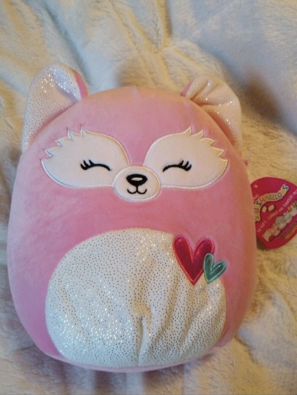 Squishmallows Flora the Fox Pink 2021 Valentines Day Kellytoy Plush 8"inch New